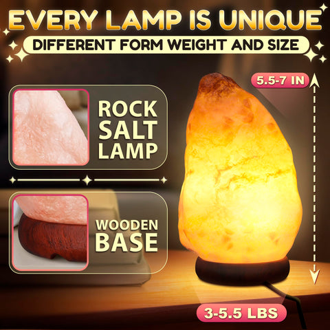 Light You wood base salt lamp with stable foundation on a desk or nightstand