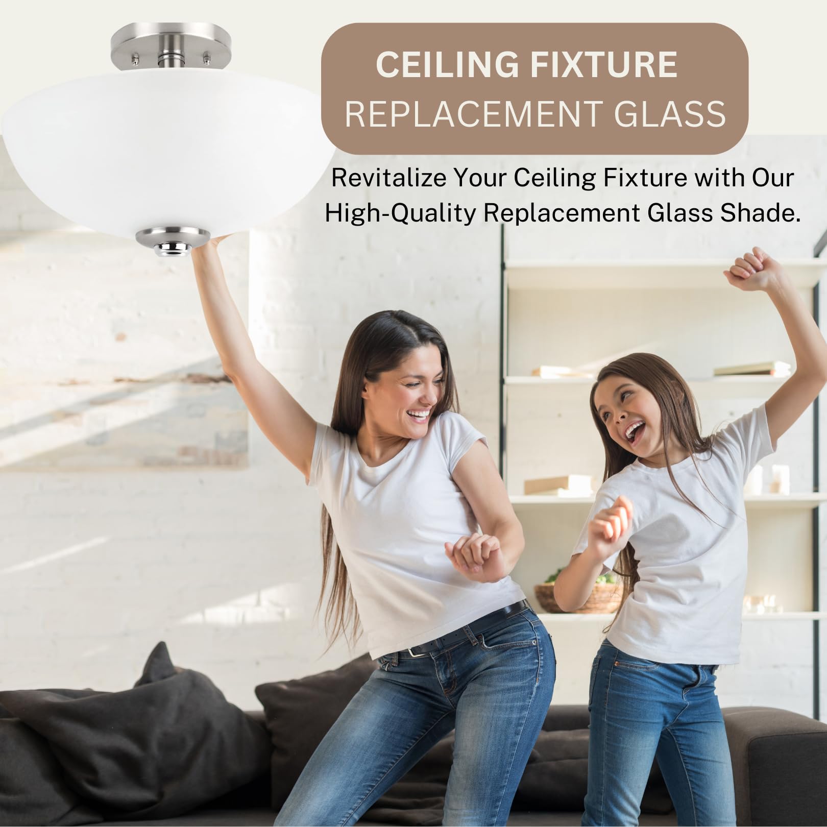 LightAccents white ceiling fan light cover upgrade to a sleek, modern look.