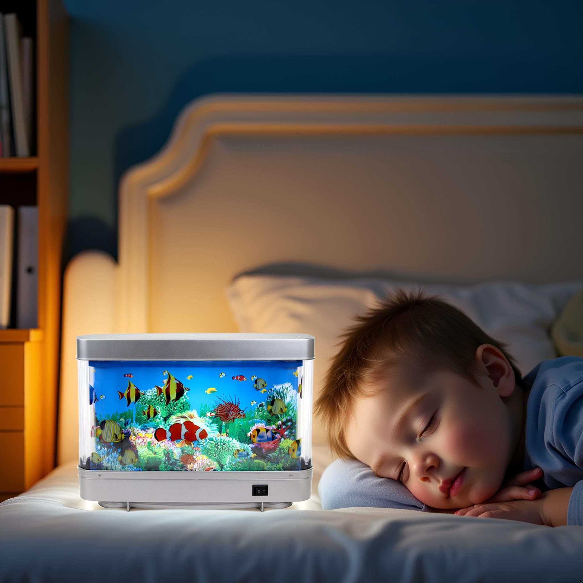 Lightahead Sensory Aquarium Lamp included adapter supports easy plug-and-play