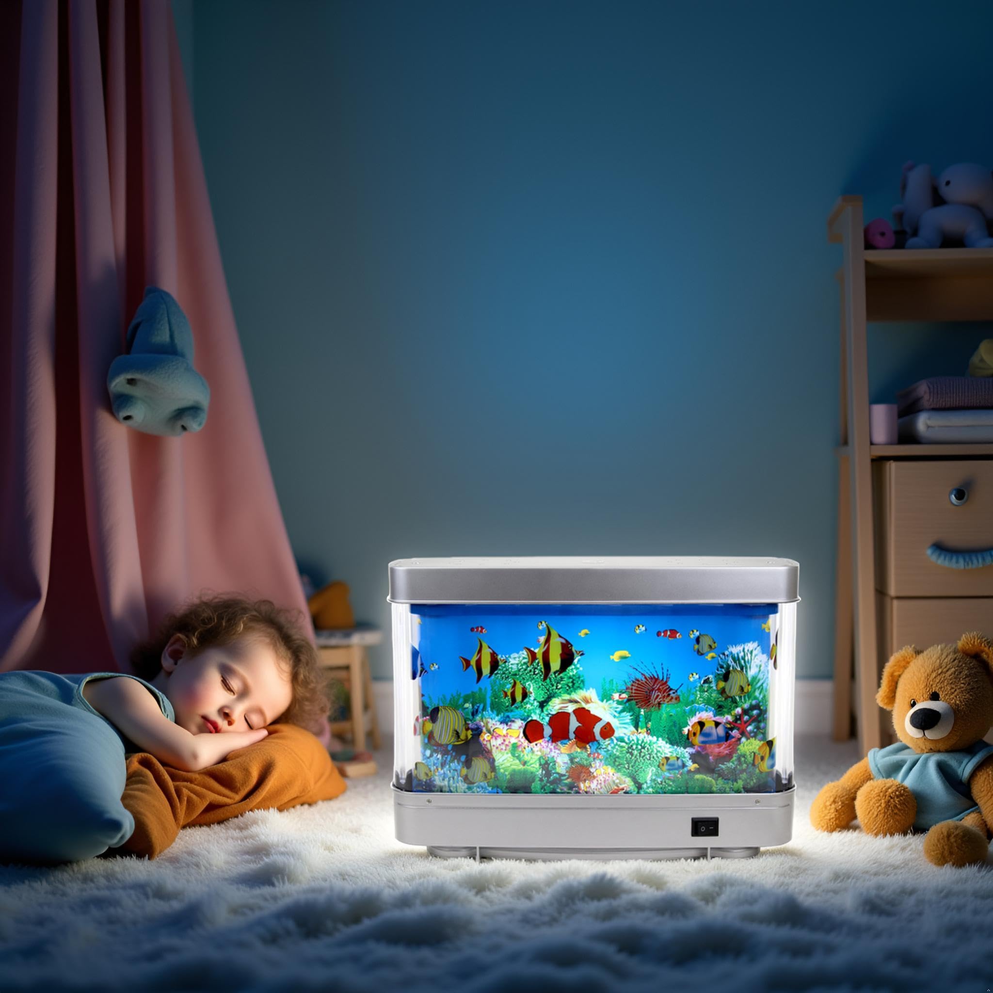 Lightahead Sensory Aquarium Lamp ocean scene at night provides soothing decor