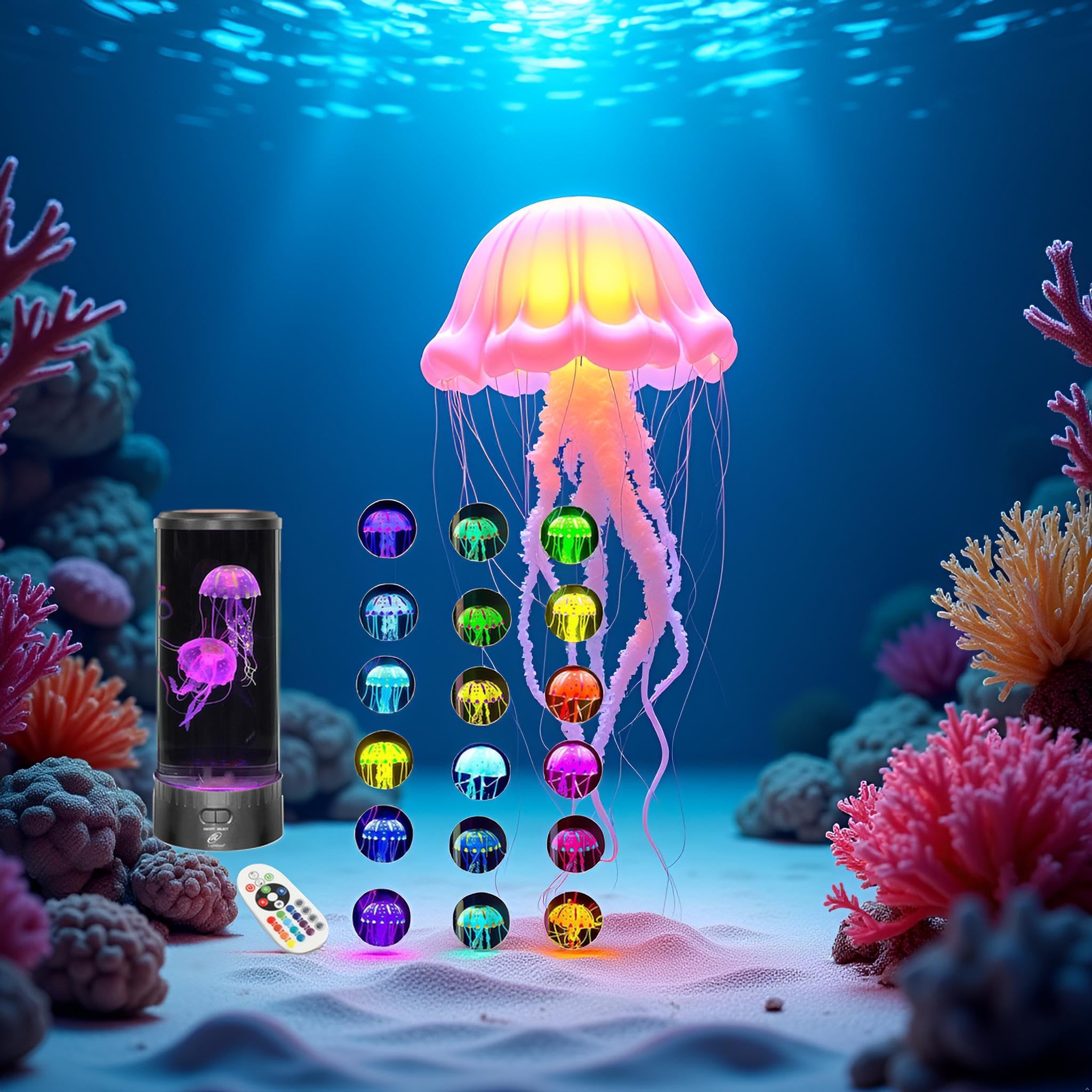Lightahead jellyfish lamp with 110V adapter included for reliable operation.