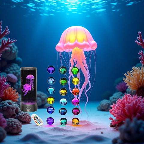 Lightahead jellyfish lamp with 110V adapter included for reliable operation.