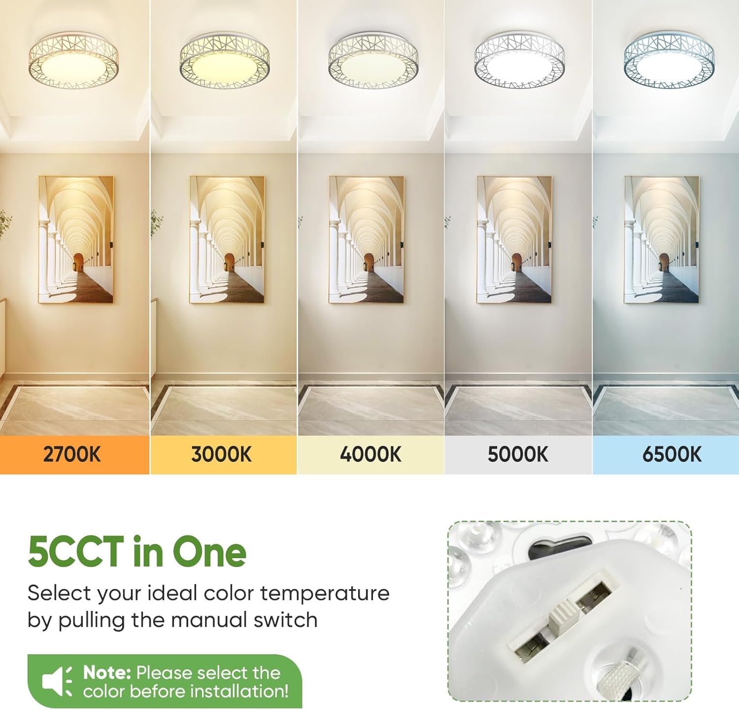 Lightania 5CCT switch enabling warm to cool lighting before installation.