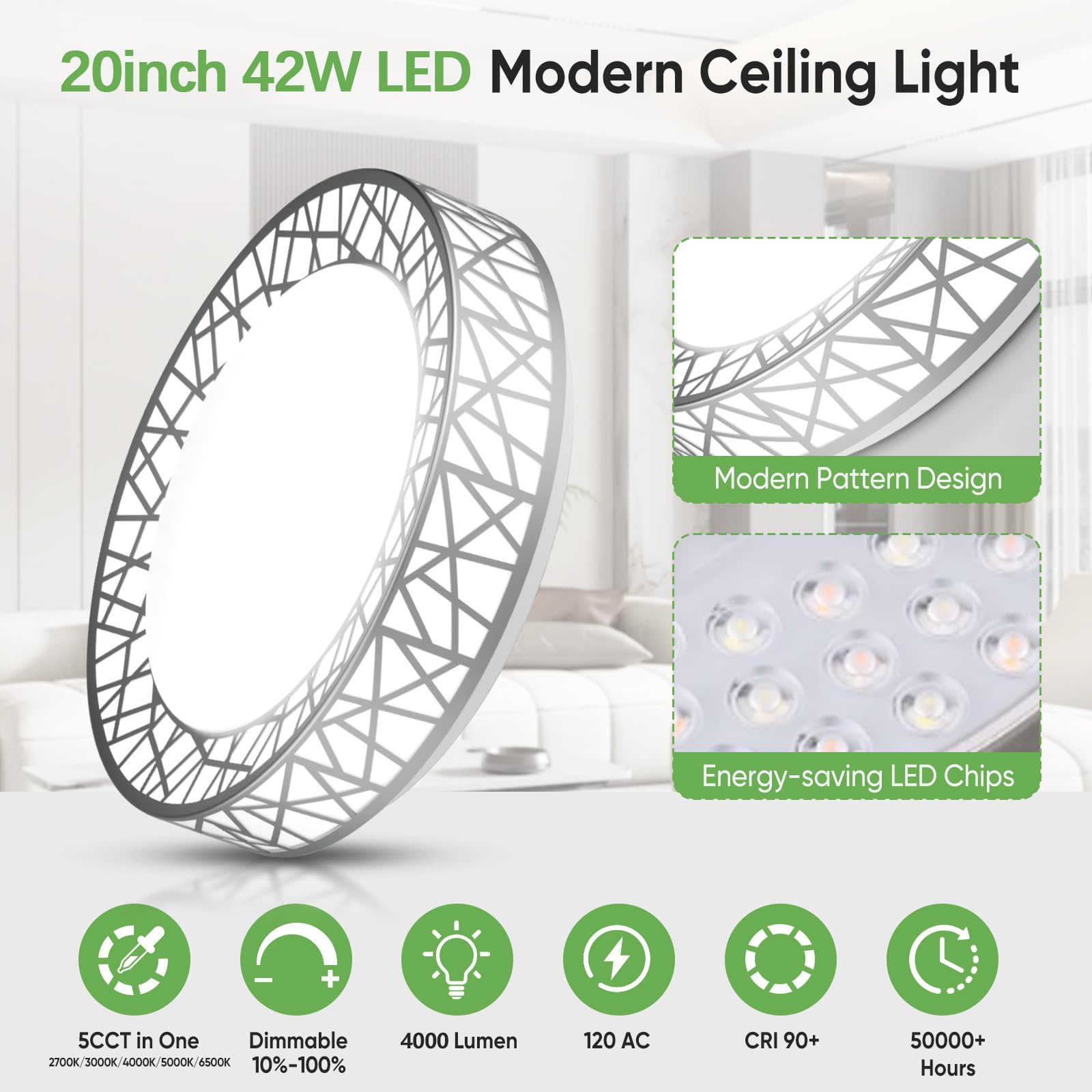 Lightania brushed nickel LED diffuser delivers gentle, uniform light for bedrooms.