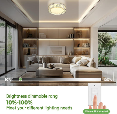 Lightania dimmable ceiling light compatible with most dimmers for customizable ambiance.