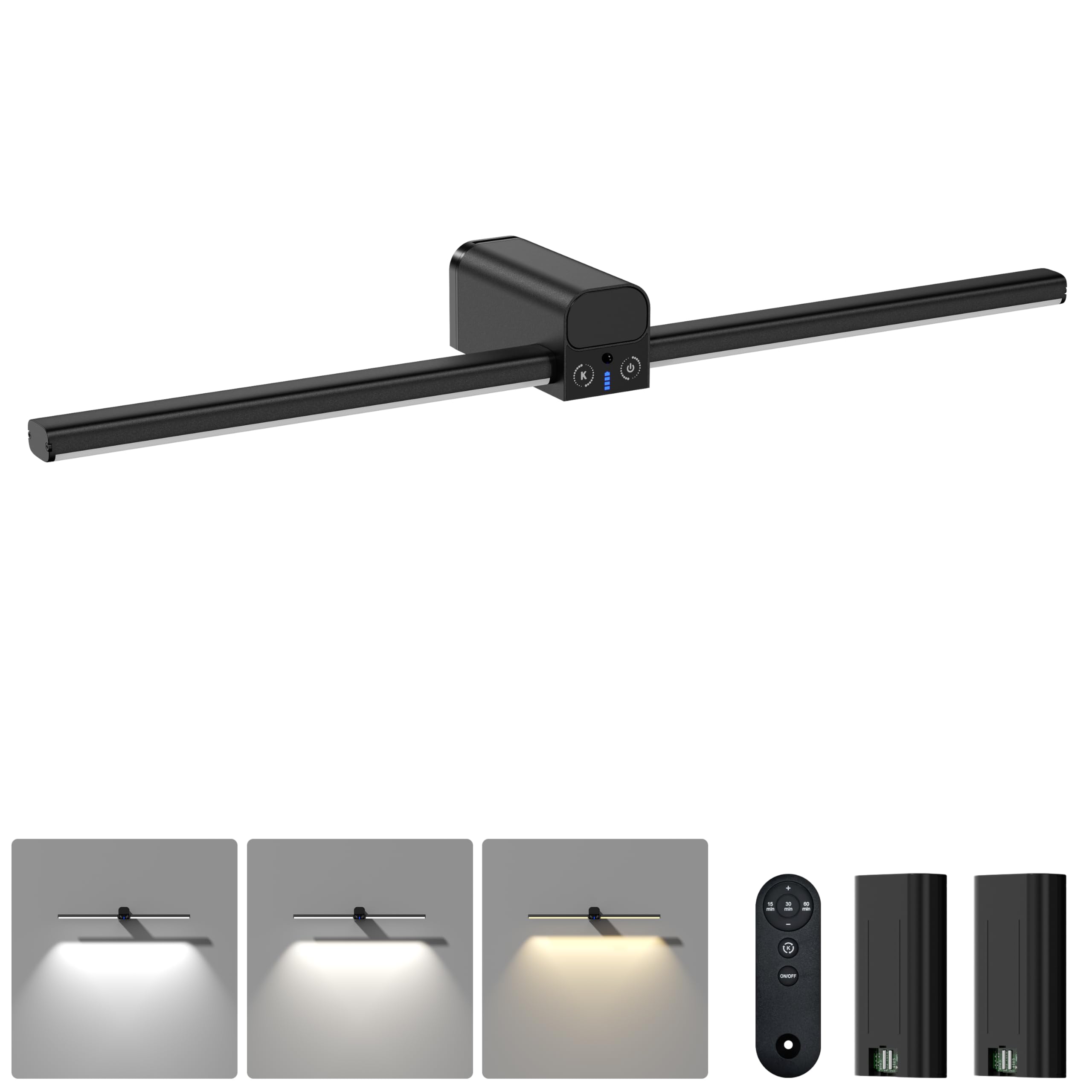 Lightbiz 20-inch picture light bar illuminating wall art with even glow