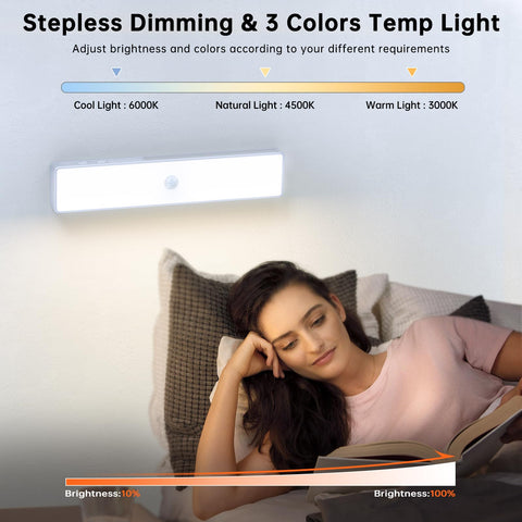 Lightbiz closet light offers warm to cool ambience with 3 color temperatures.