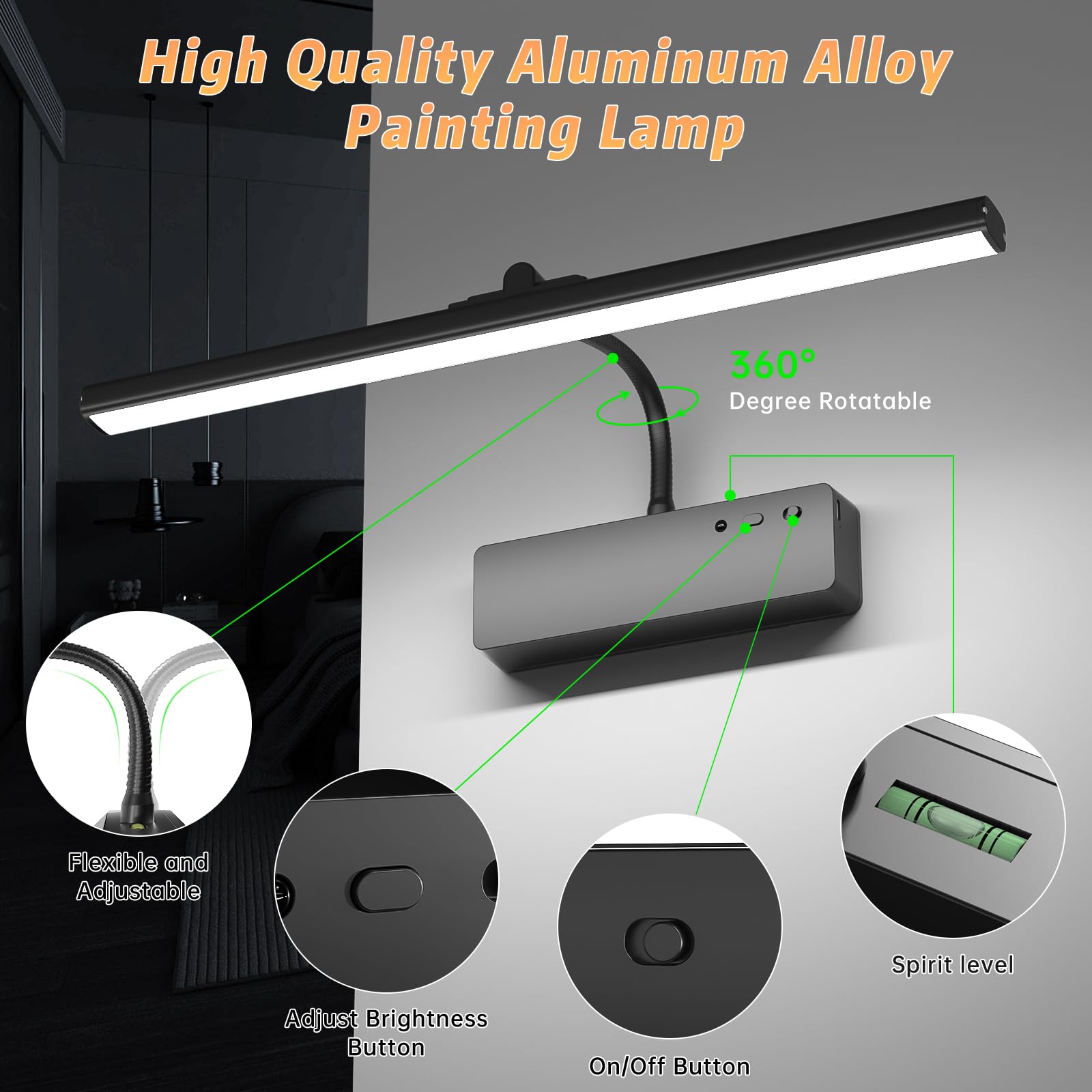 Lightbiz aluminum art light in black finish complements gallery walls