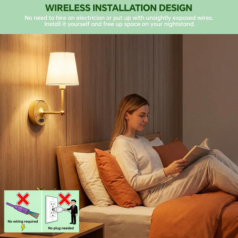 Lightbiz wall sconce LCD display shows battery level and mode at a glance.