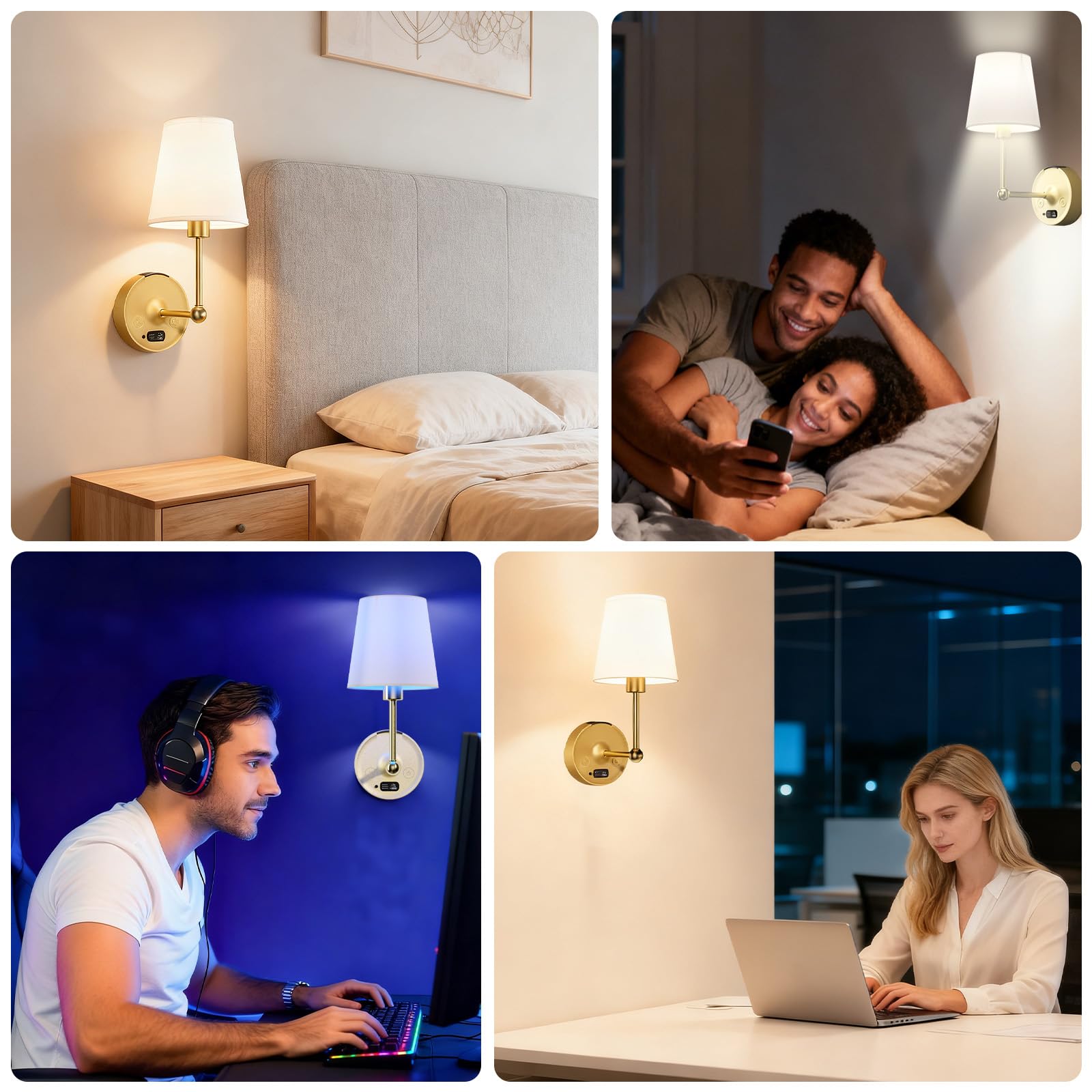 Lightbiz two-pack battery-powered sconces create balanced room illumination.