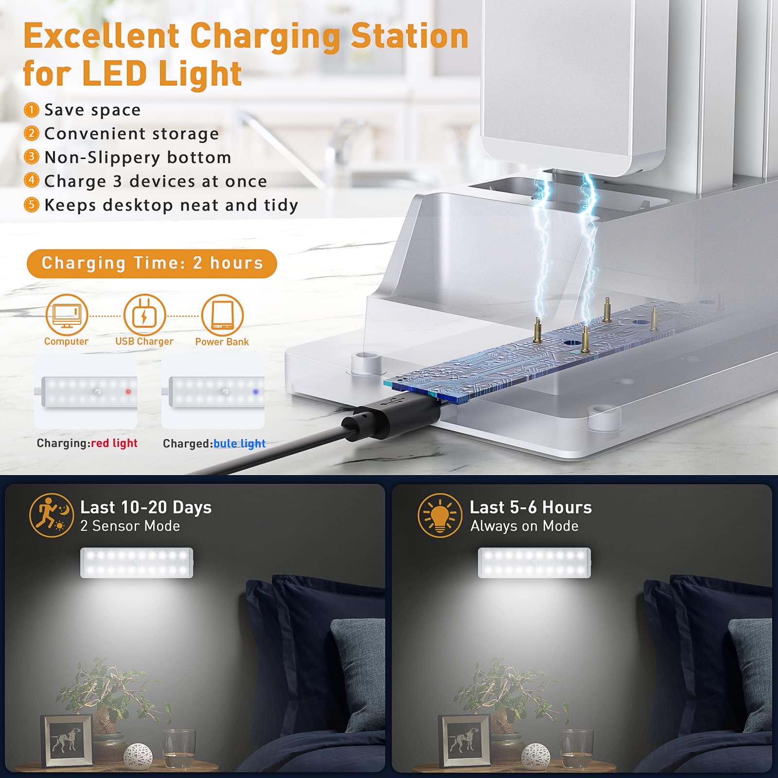 Lightbiz charging stand for LED lights keeping workspace organized and charged