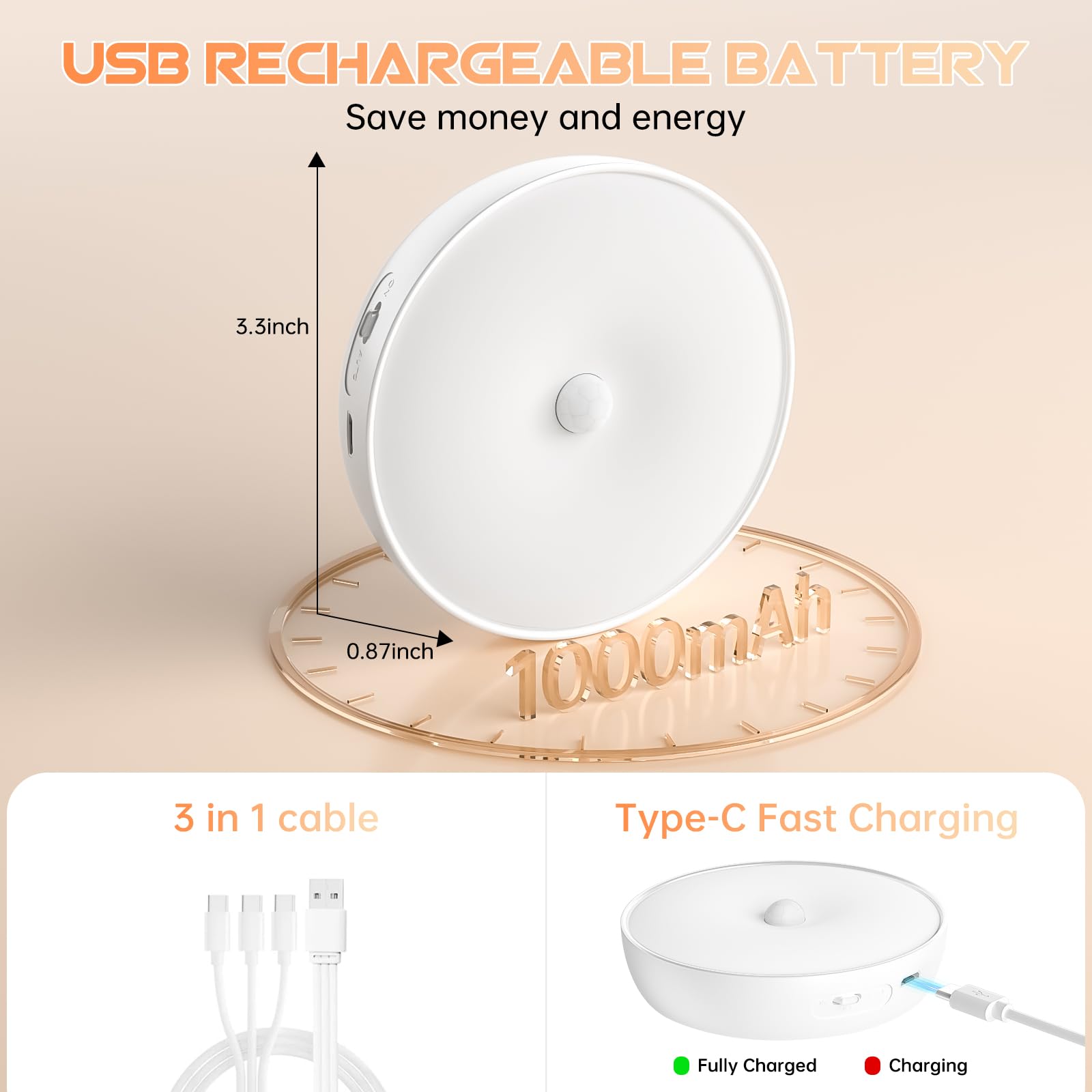 Lightbiz dimmable under-cabinet puck light with adjustable brightness