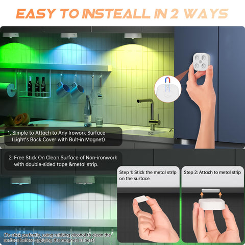 Lightbiz installation using magnet and adhesive without screws for easy setup