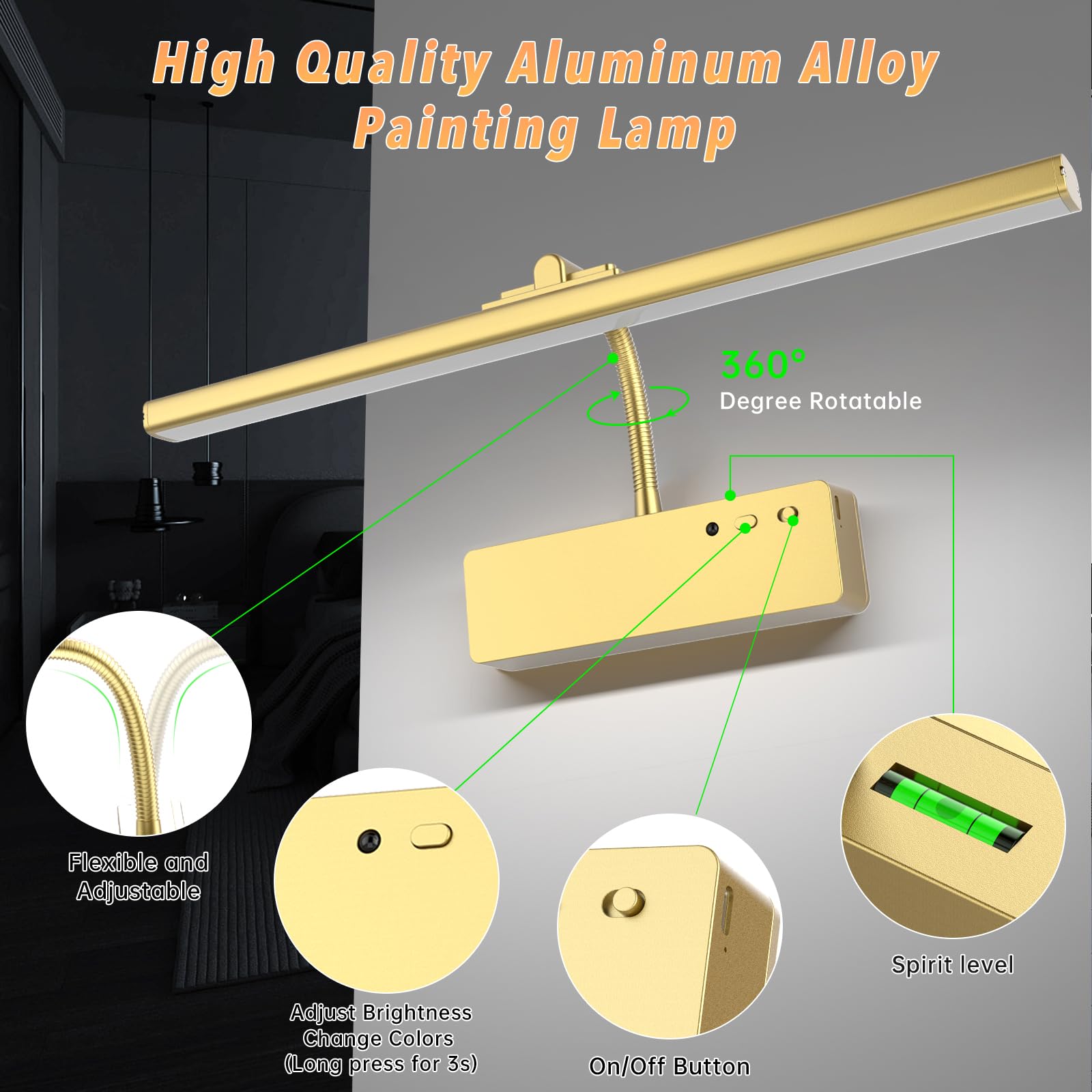 Lightbiz gold finish enhances classic art spaces and galleries.