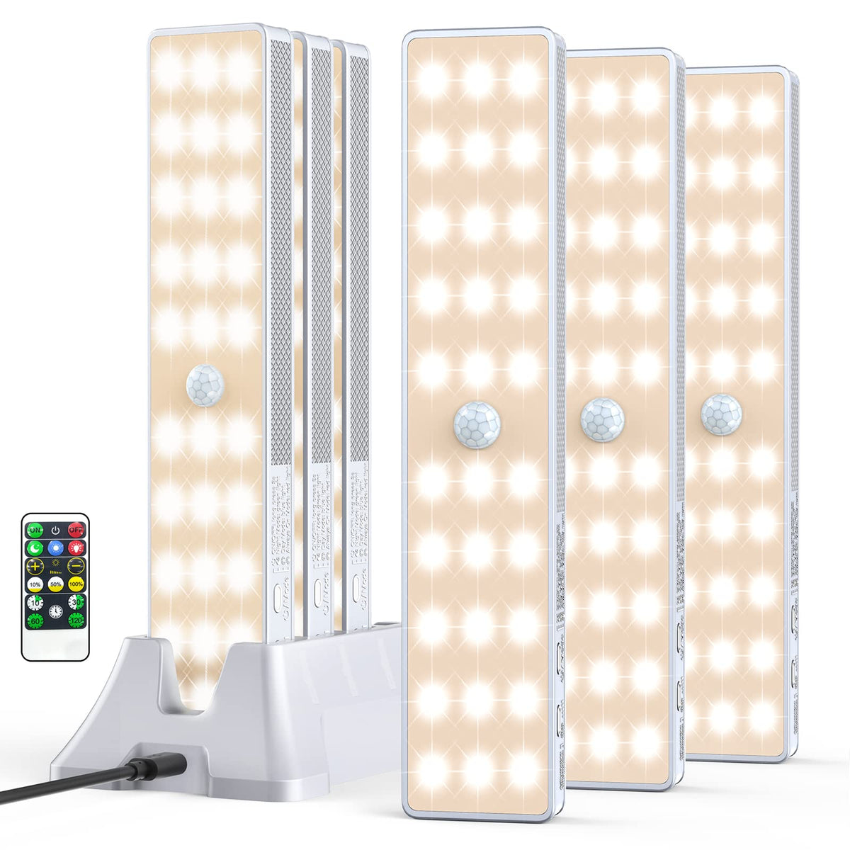 Lightbiz LED closet light with charging station, organized setup for a tidy space.