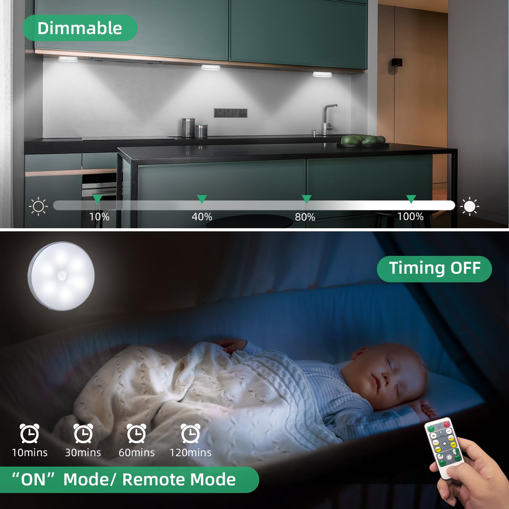 Lightbiz dimmable cabinet light shows brightness level adjustments for task lighting