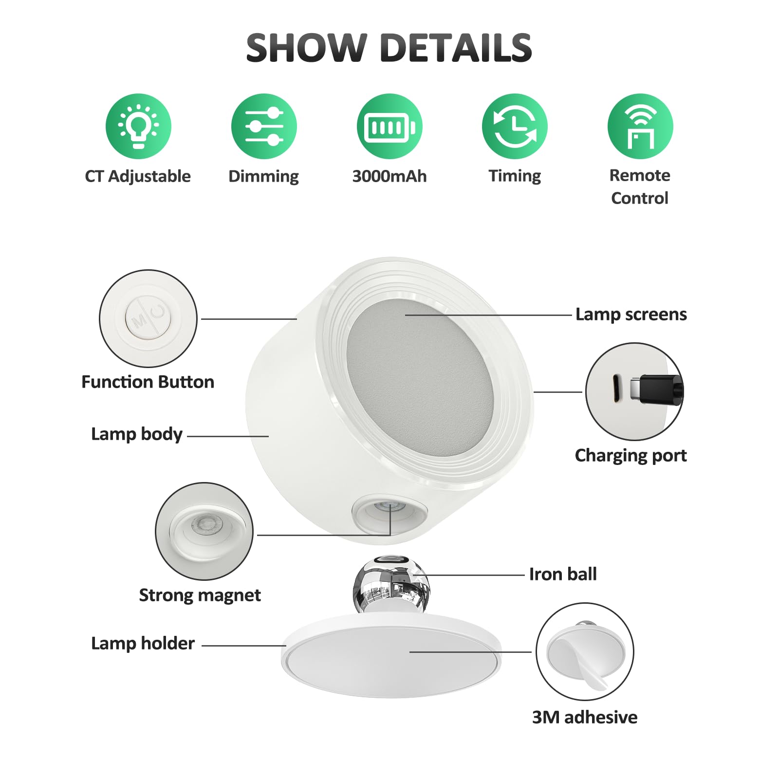 Lightbiz cordless LED with USB-C charging for portable use.