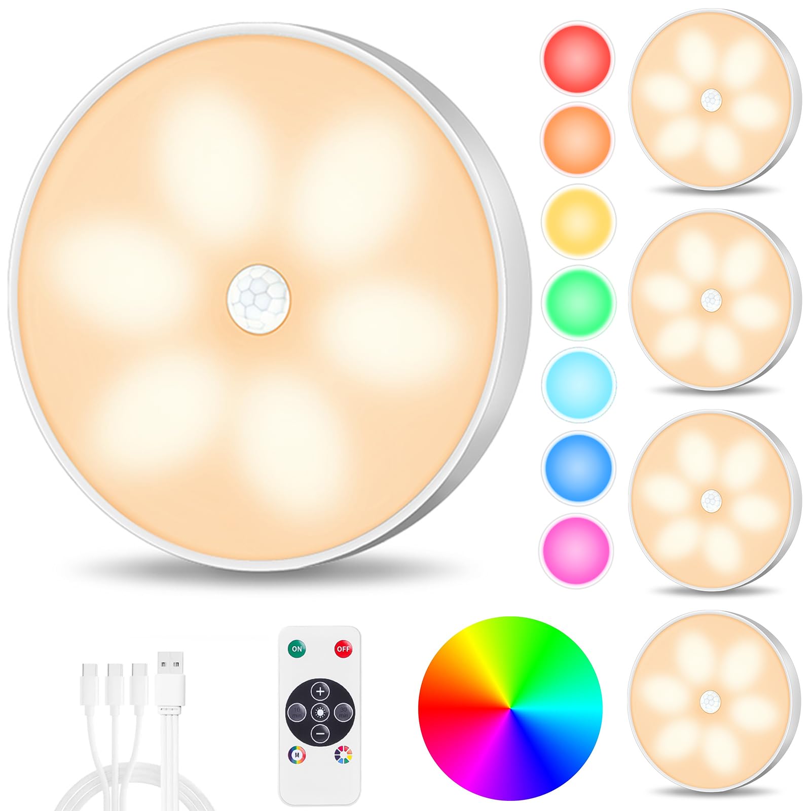 Lightbiz motion sensor puck light with 8 color options for customizable ambiance
