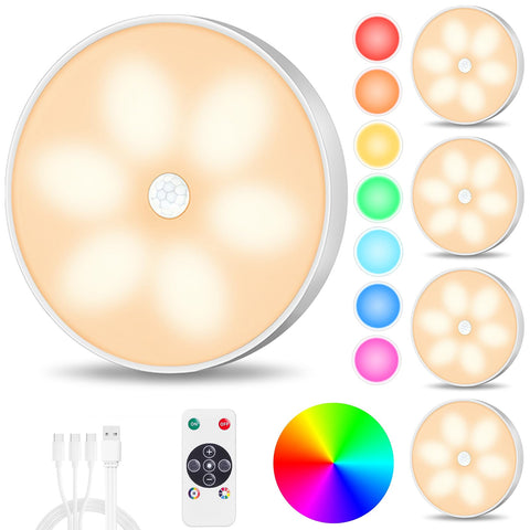 Lightbiz motion sensor puck light with 8 color options for customizable ambiance