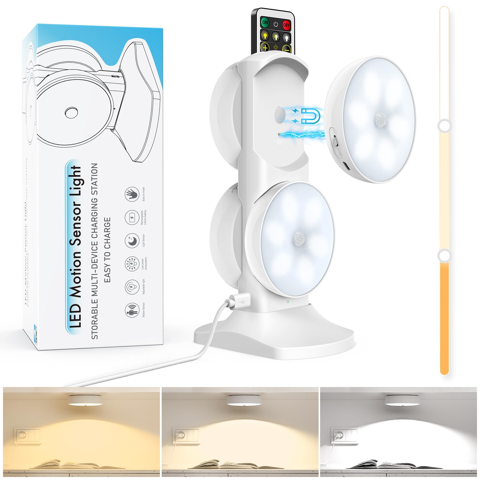 Lightbiz motion-sensor puck lights 4-pack illuminate closets hands-free in dim settings