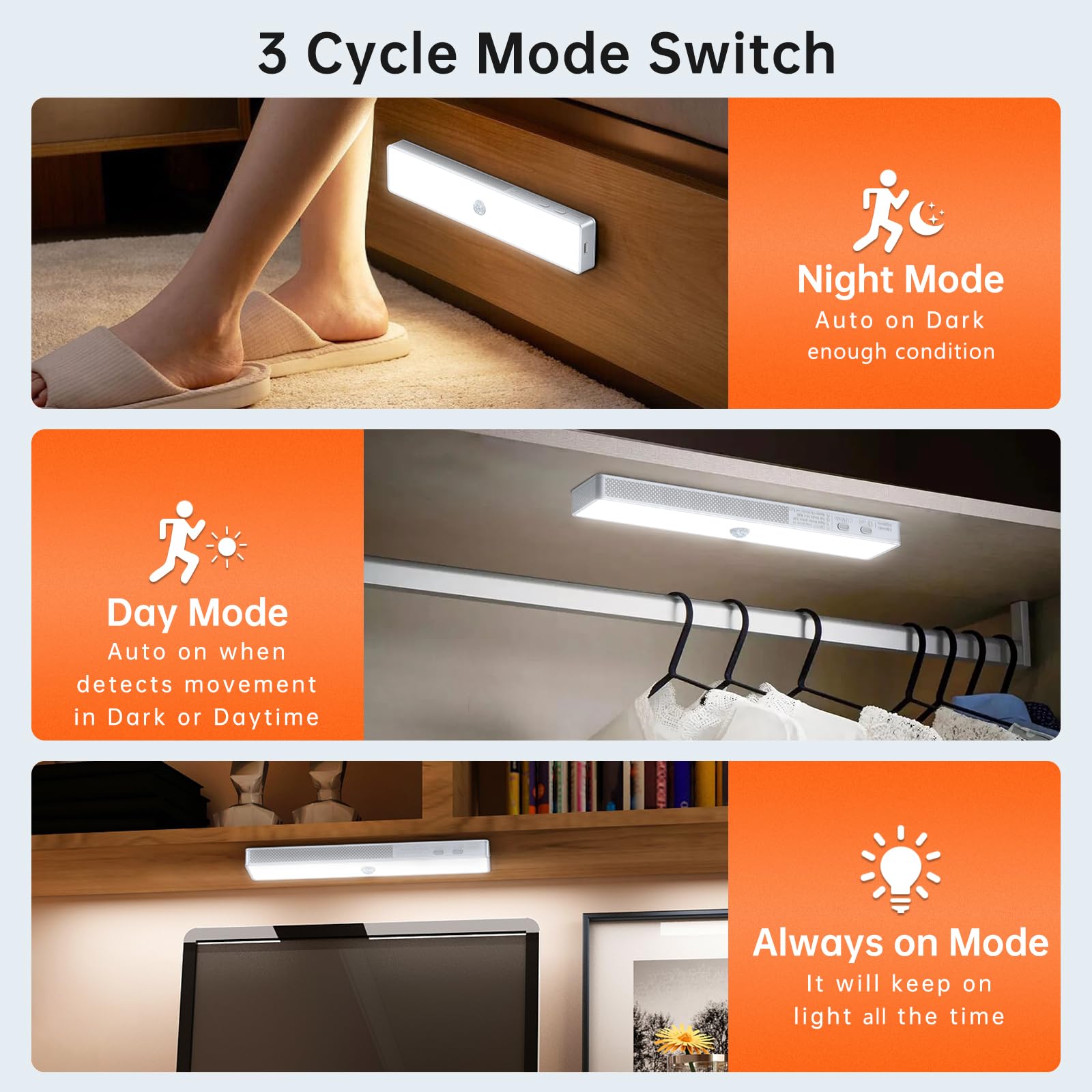 Lightbiz motion sensor under-cabinet light detects movement for hands-free lighting.