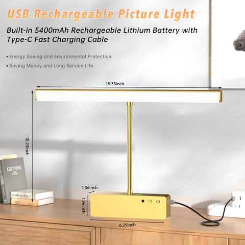 Lightbiz picture light rotates 360 degrees to direct focus.