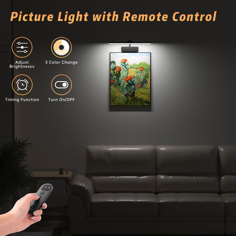 Lightbiz picture light provides five brightness levels for ambiance control