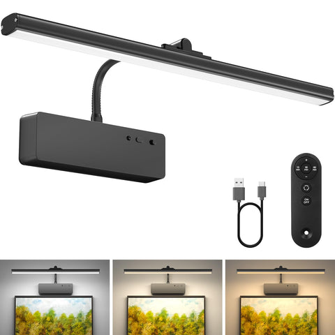 Lightbiz picture light with rechargeable battery illuminates artwork without cords