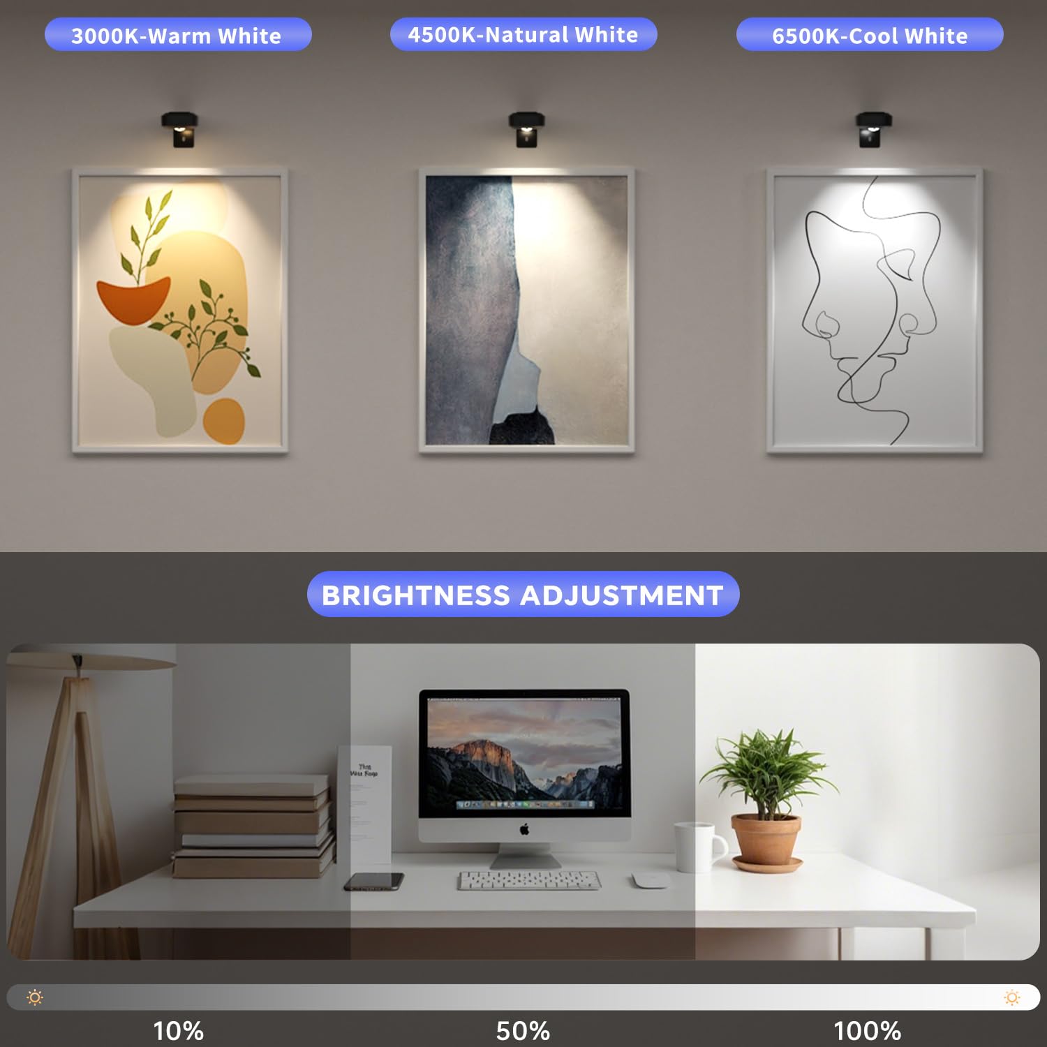 Lightbiz rechargeable wall-light extends display time between charges for wall art