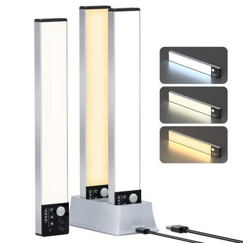 Lightbiz under-cabinet lighting with charging dock keeps devices organized while lighting the workspace.
