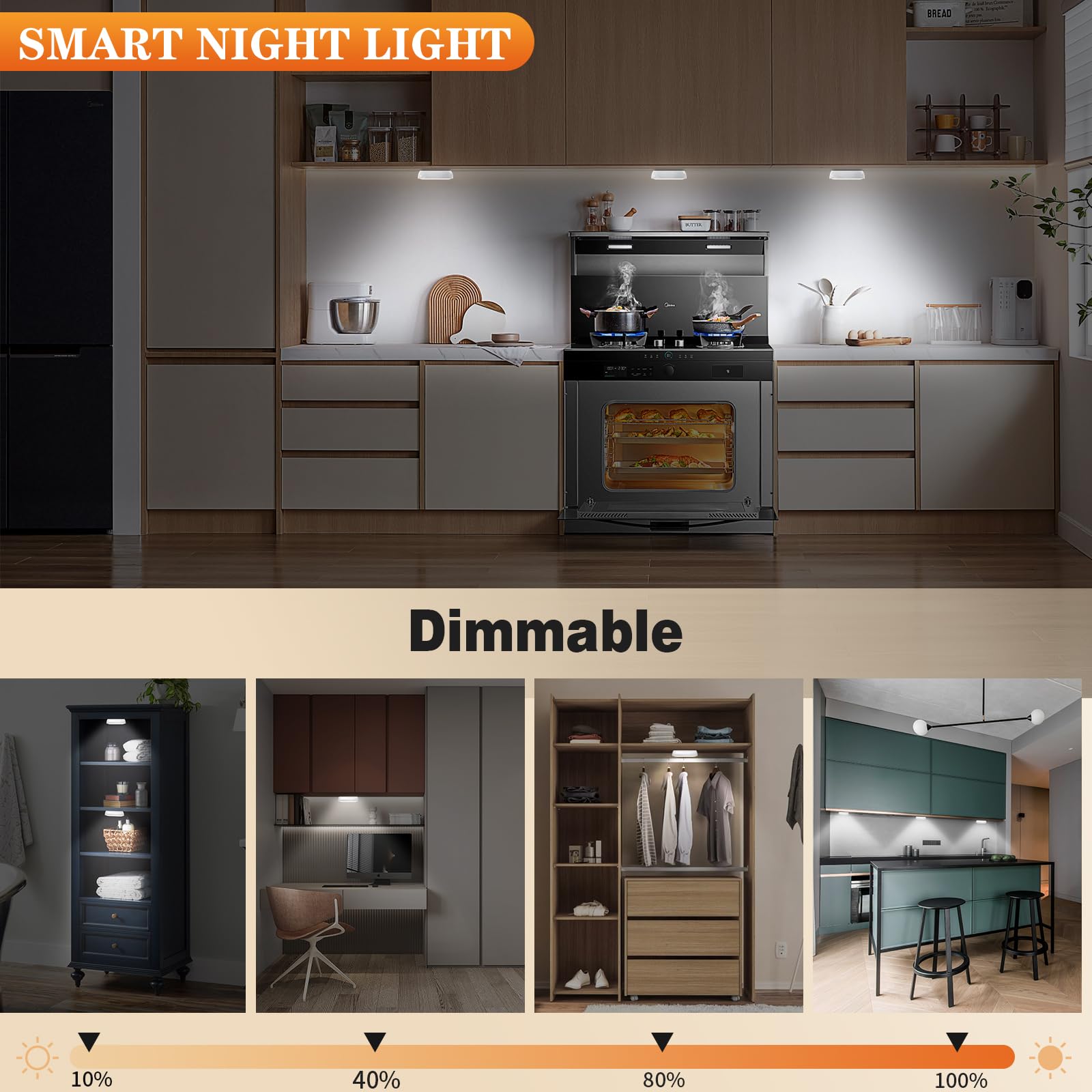 Lightbiz USB-rechargeable puck light suitable for bedrooms and kitchens