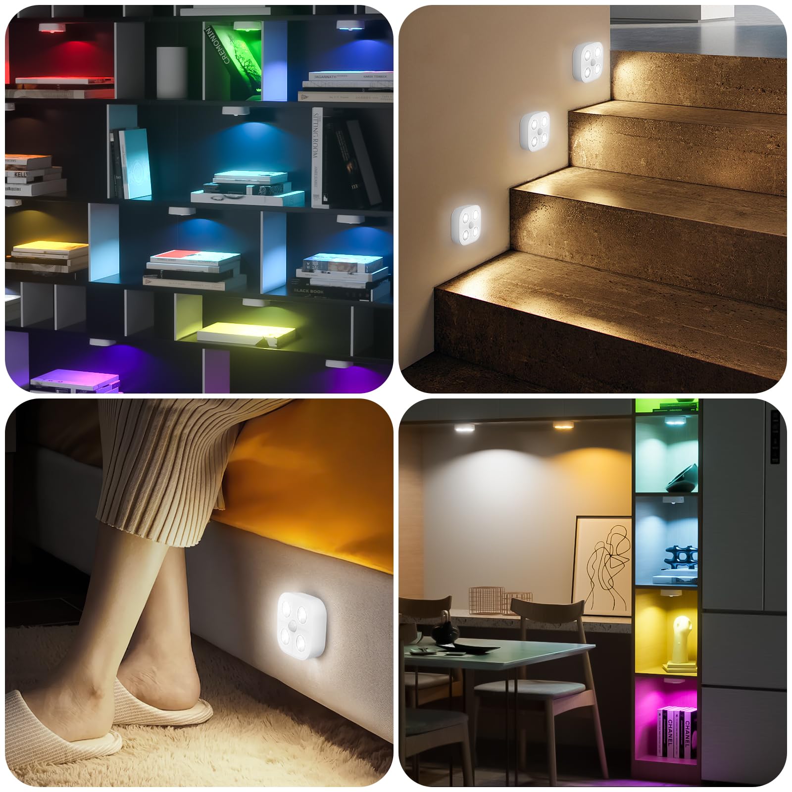 Lightbiz six-pack lights used across stairs, kitchen, and closet spaces