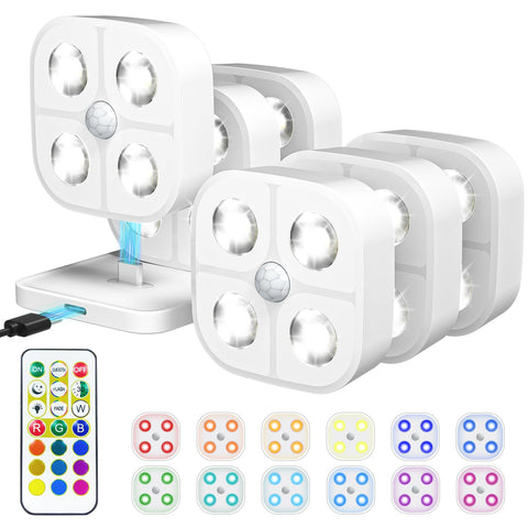 Lightbiz wireless step light with charging station showing multi-device dock for stairs