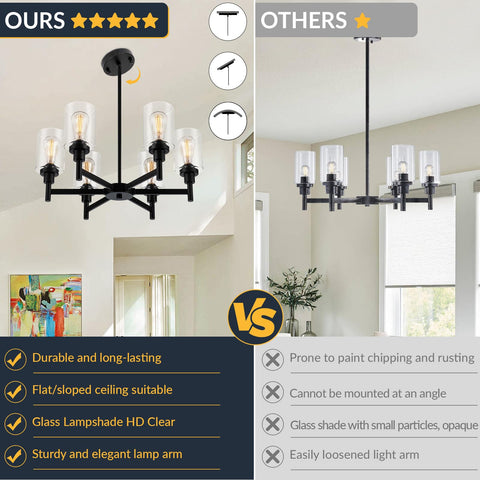 LIGHTDAMY bedroom chandelier in black with timeless farmhouse style