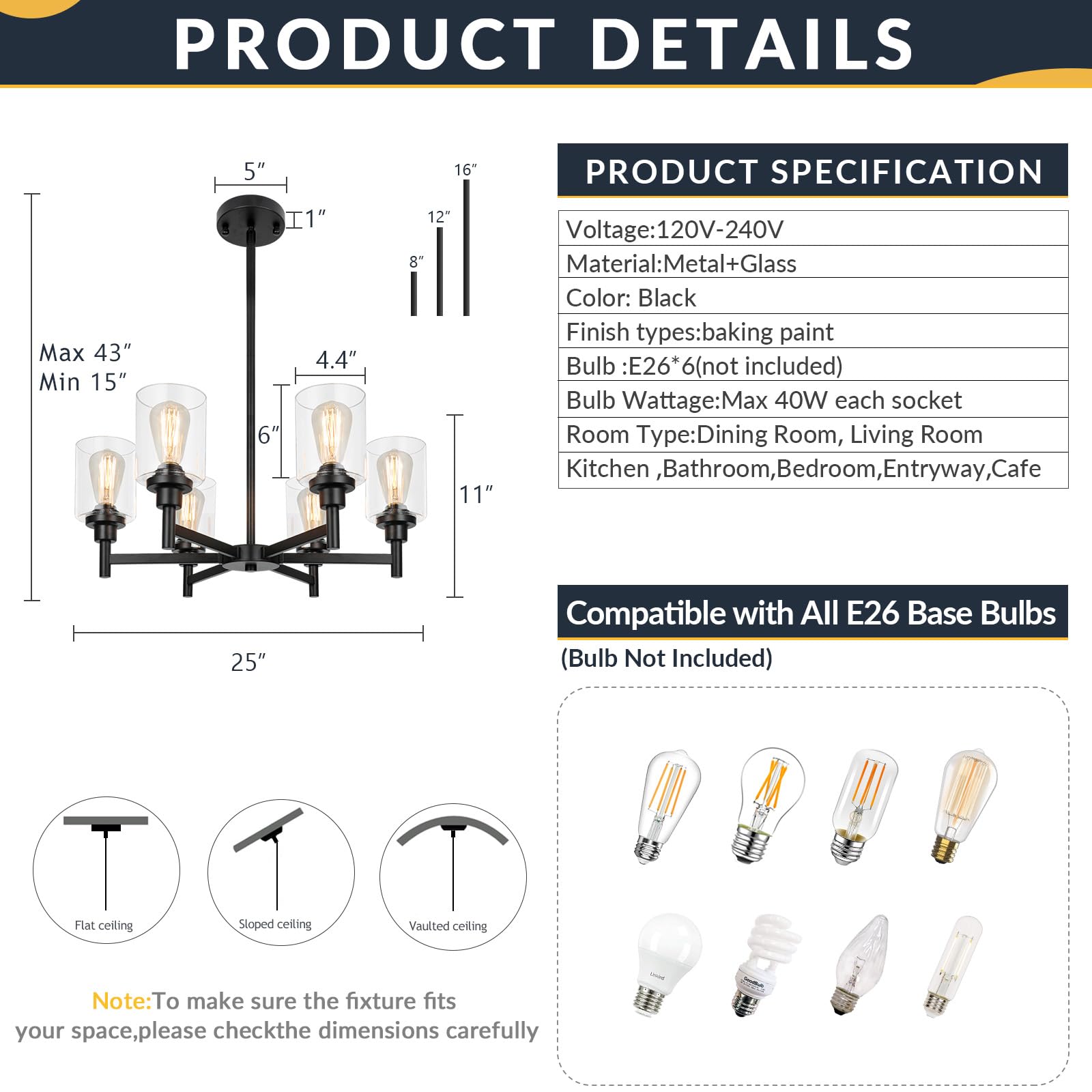 LIGHTDAMY dining room fixture with adjustable height for tailored lighting