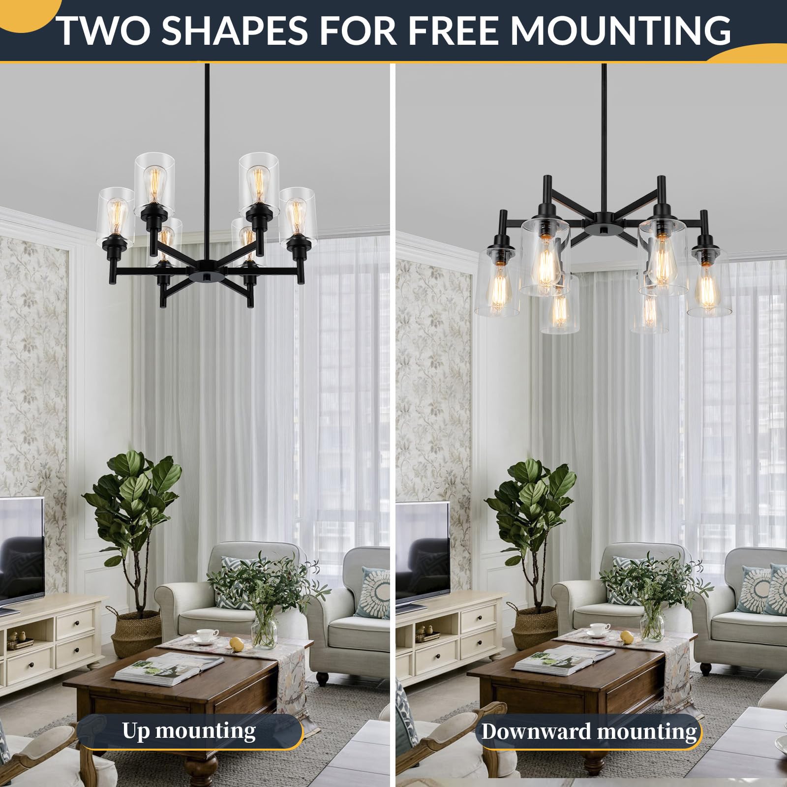 LIGHTDAMY entryway chandelier in black for welcoming glow