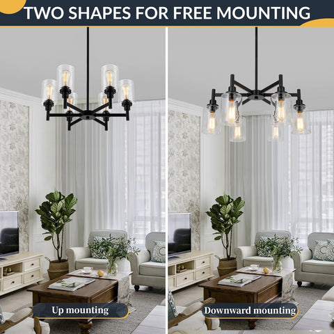 LIGHTDAMY entryway chandelier in black for welcoming glow
