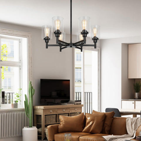 LIGHTDAMY living room chandelier with glass shades for ambient light