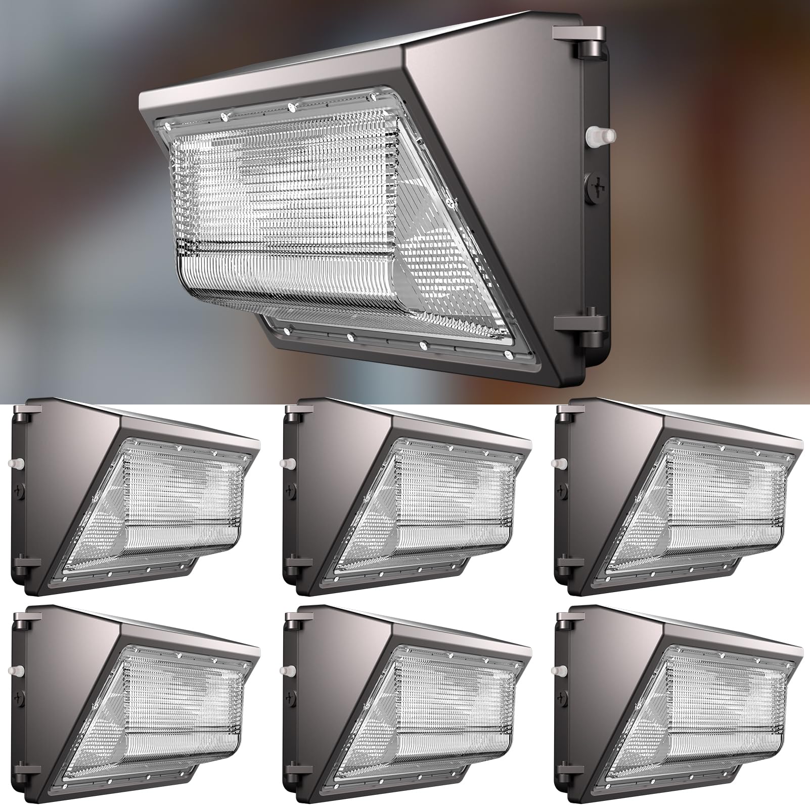 Lightdot 6Pack LED wall pack front view—robust outdoor lighting for buildings.
