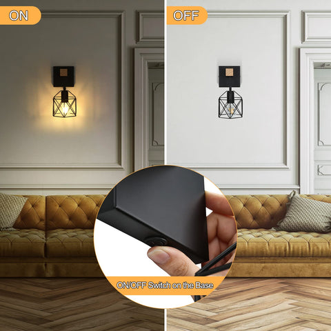 Industrial farmhouse wall lamp by Lightess highlights sturdy metal-wood construction