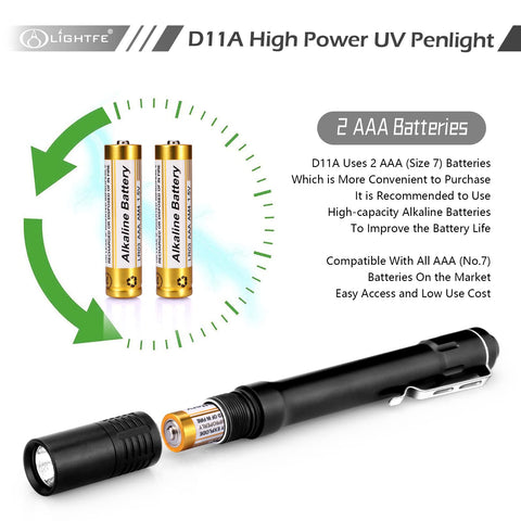 Lightfe D11A runs on 2 AAA batteries for ready field use