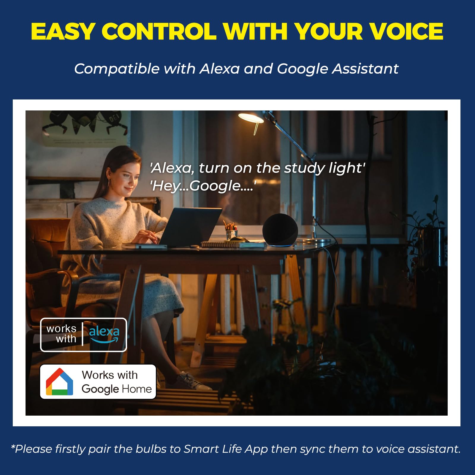 Lightinginside E12 bulb compatible with Alexa and Google Assistant for voice control