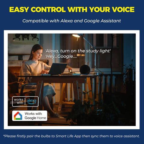 Lightinginside E12 bulb compatible with Alexa and Google Assistant for voice control