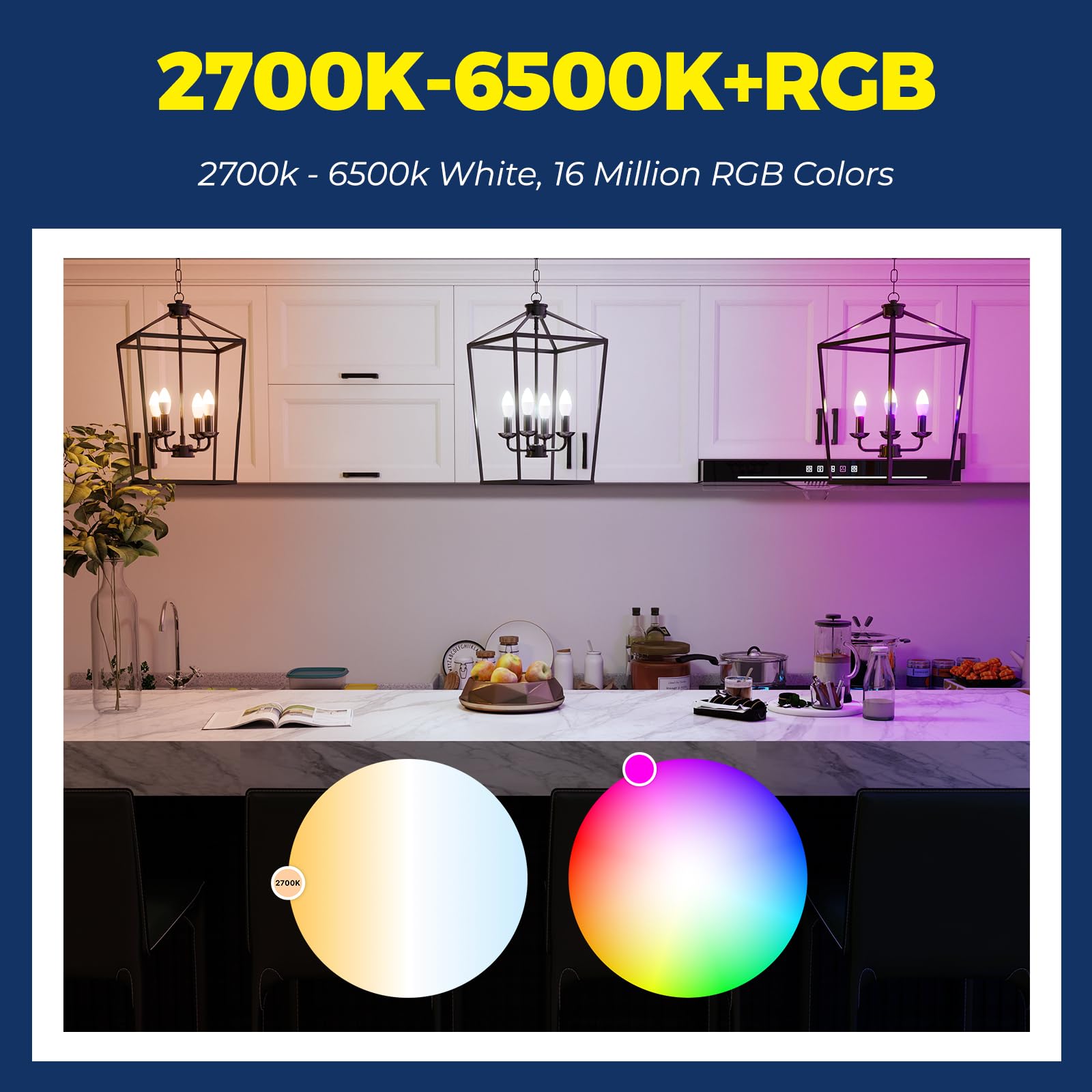 Lightinginside tunable white E12 bulb shifting warm to cool for focus