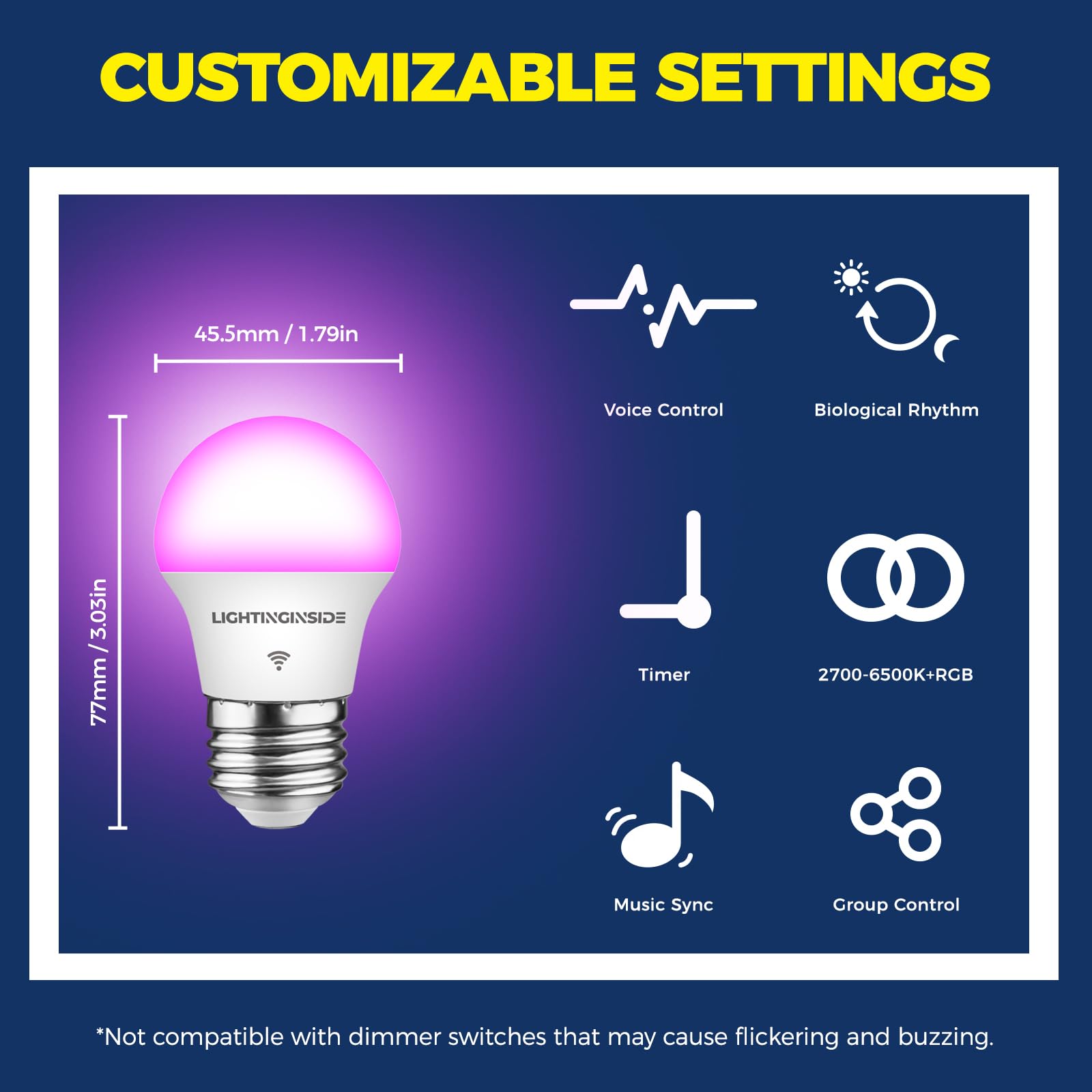 Lightinginside E26 app control on smartphone for remote lighting