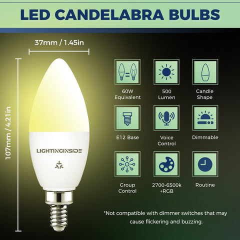 Lightinginside Matter candelabra bulb QR setup for quick pairing.