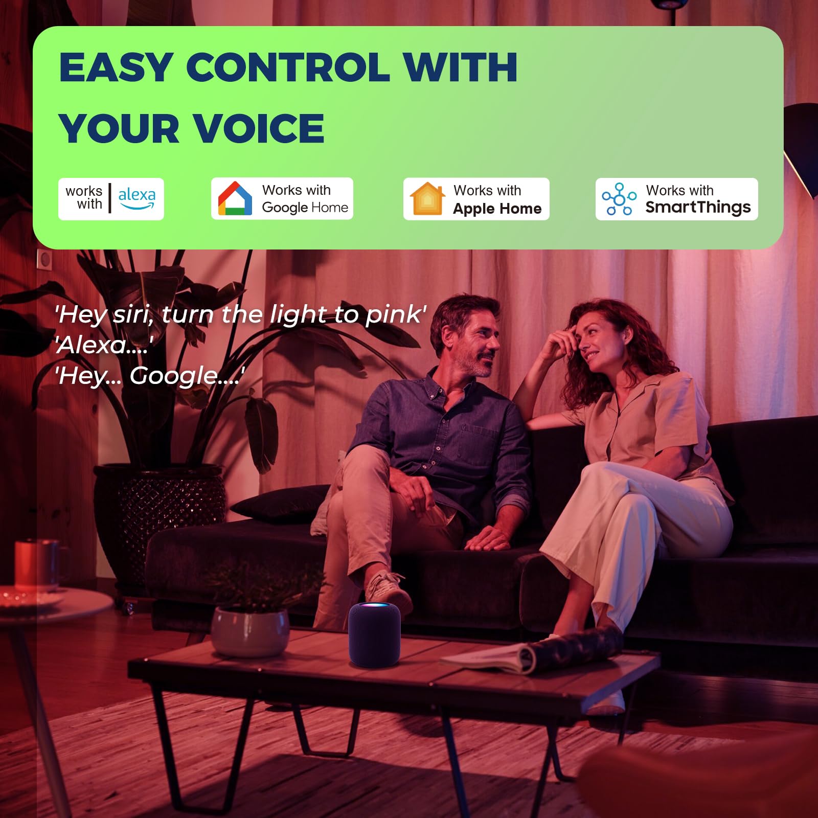 Lightinginside Matter candelabra bulb in chandelier demonstrates simple smart home setup.