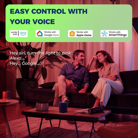 Lightinginside Matter candelabra bulb in chandelier demonstrates simple smart home setup.