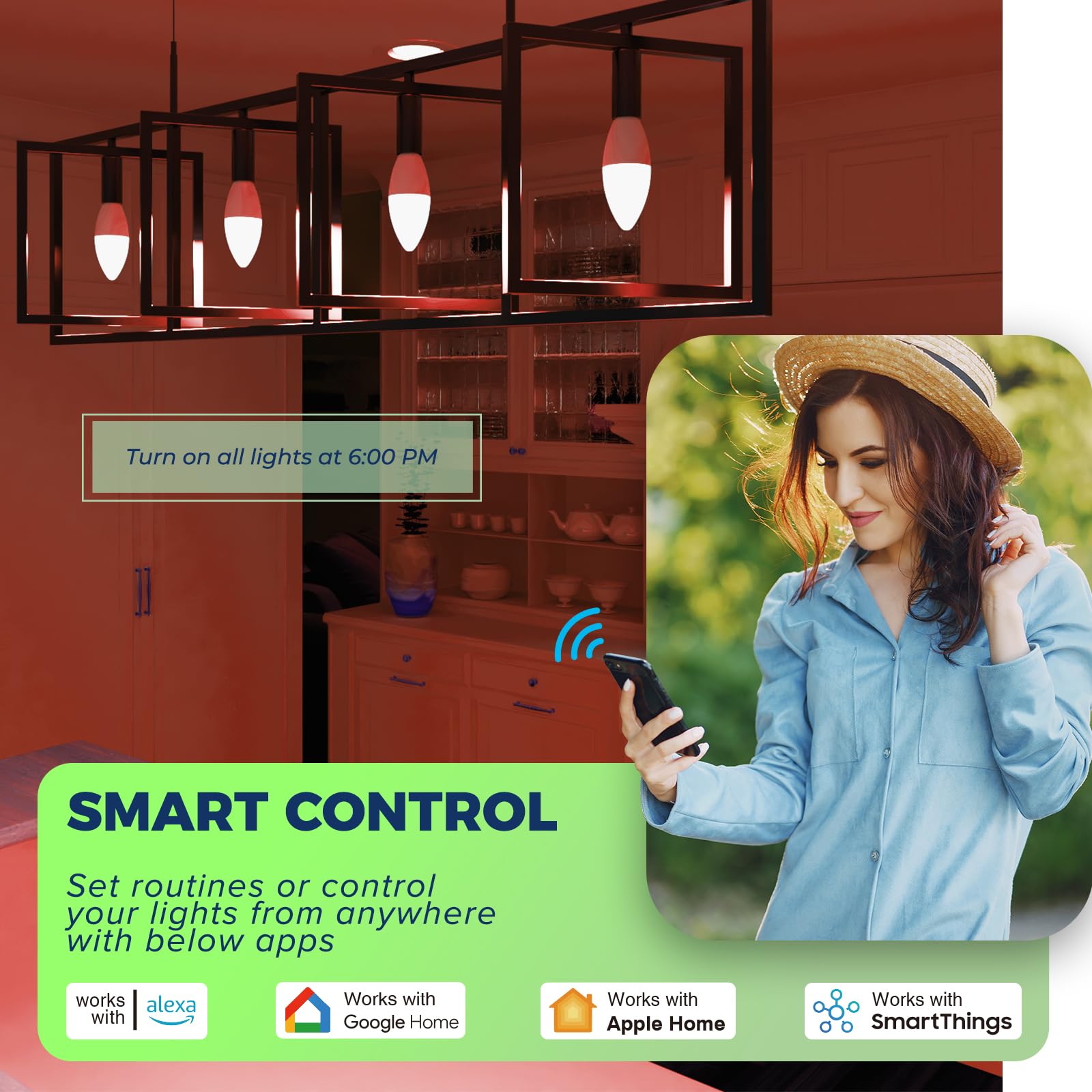 Lightinginside Matter candelabra bulb voice control with compatible hub.