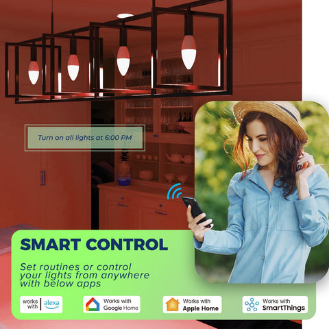 Lightinginside Matter candelabra bulb voice control with compatible hub.